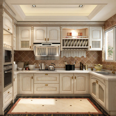 New Design Classical Kitchen Style Classical with Best Quality Solid Wood Kitchen Cabinet Textured Panel Cabinet