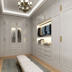Customized Modern European French High-End Steel Furniture MDF Adjustable Wardrobes Glass Door for Villa Bedroom
