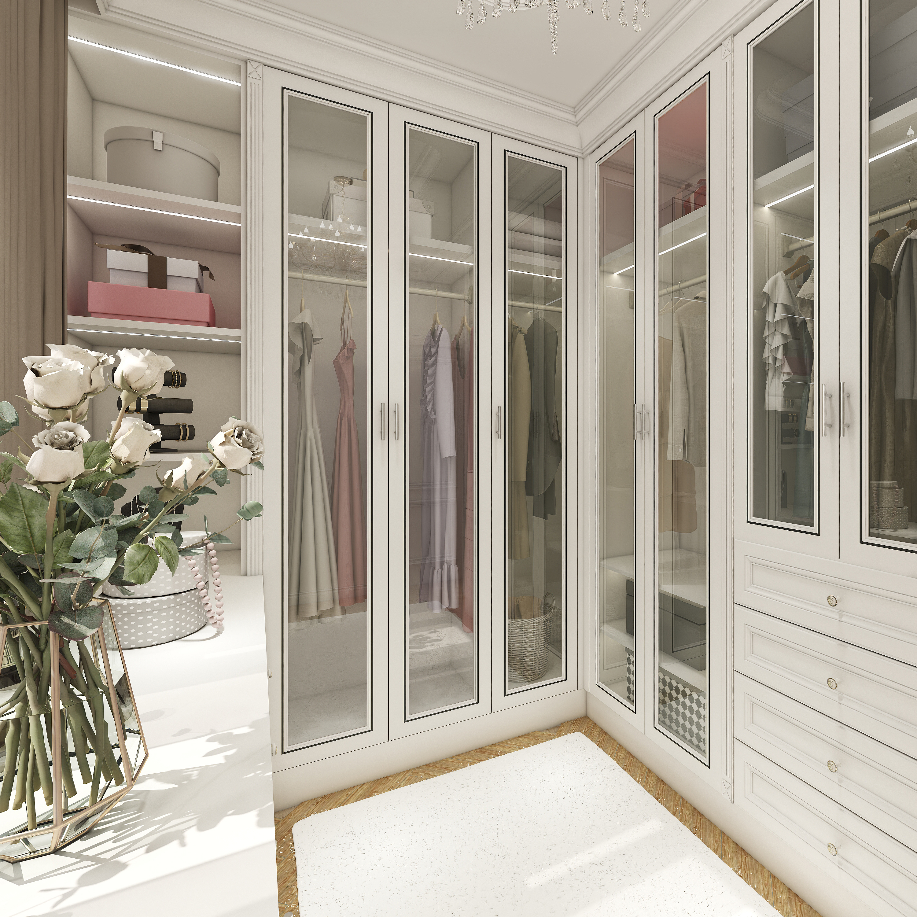 High Quality Modern High-End Solid Color Painted Wardrobe with Storage Function Practical MDF Door Material Furniture