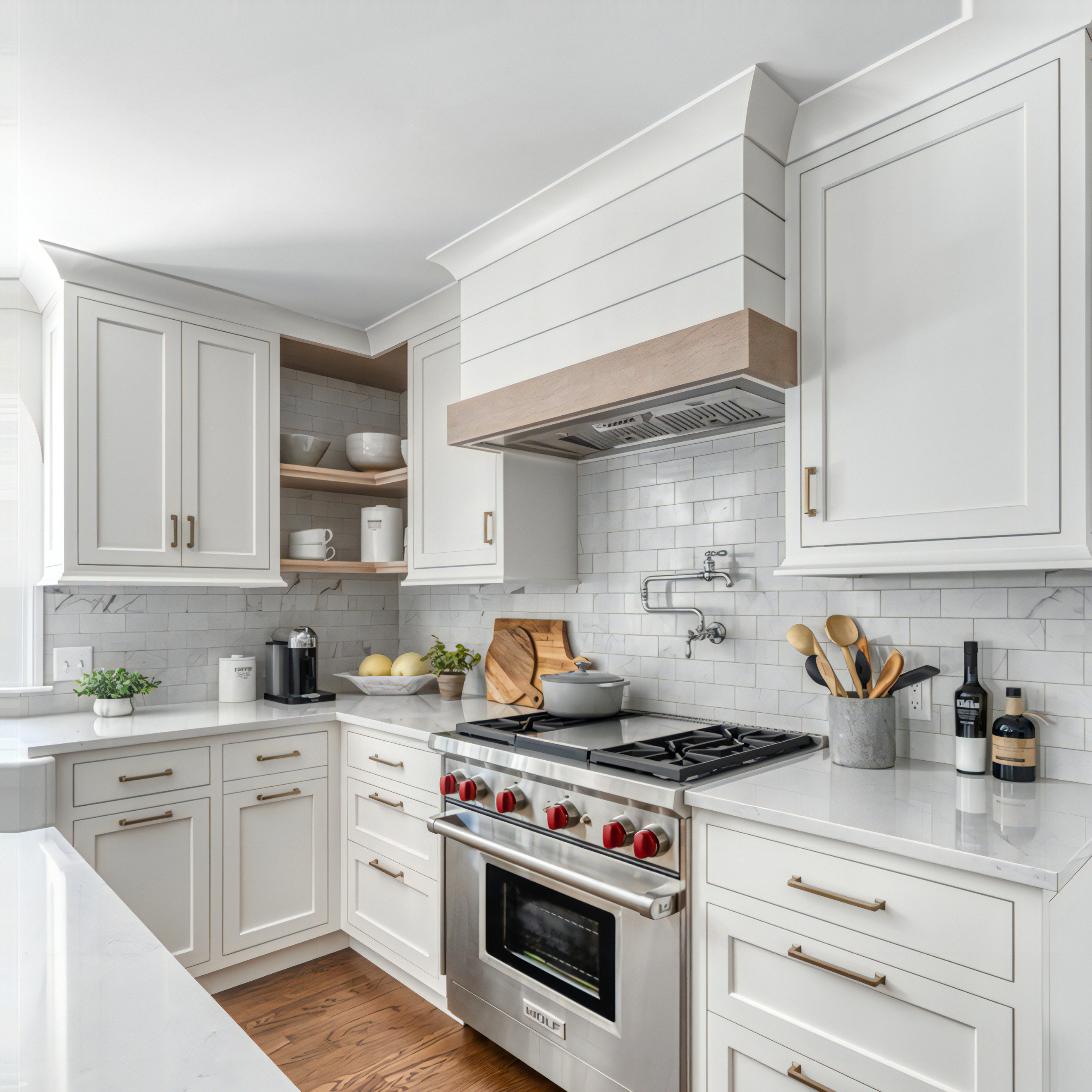 Custom High Quality Classic Lacquer Finish Self Assemble White Shaker Design Kitchen Cabinets L-Shape Plywood Cabinets