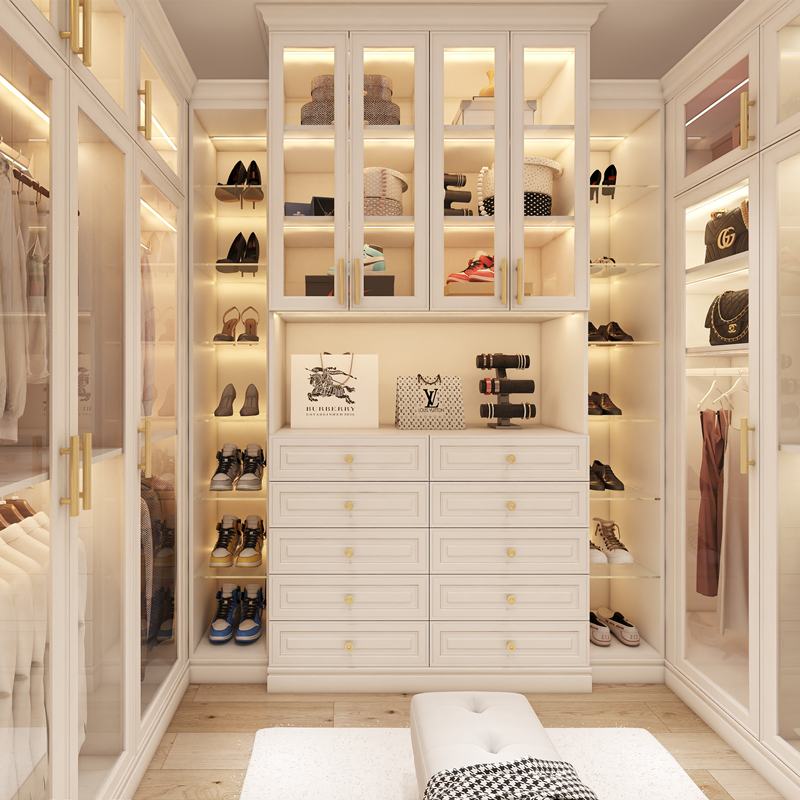 Factory Direct Supplier Durable Modern Design Closet Glass Door Wardrobe