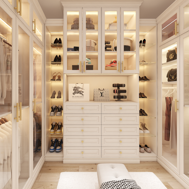Factory Direct Supplier Durable Modern Design Closet Glass Door Wardrobe