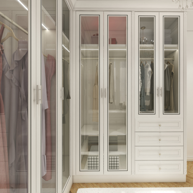 High Quality Modern High-End Solid Color Painted Wardrobe with Storage Function Practical MDF Door Material Furniture