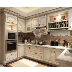 New Design Classical Kitchen Style Classical with Best Quality Solid Wood Kitchen Cabinet Textured Panel Cabinet