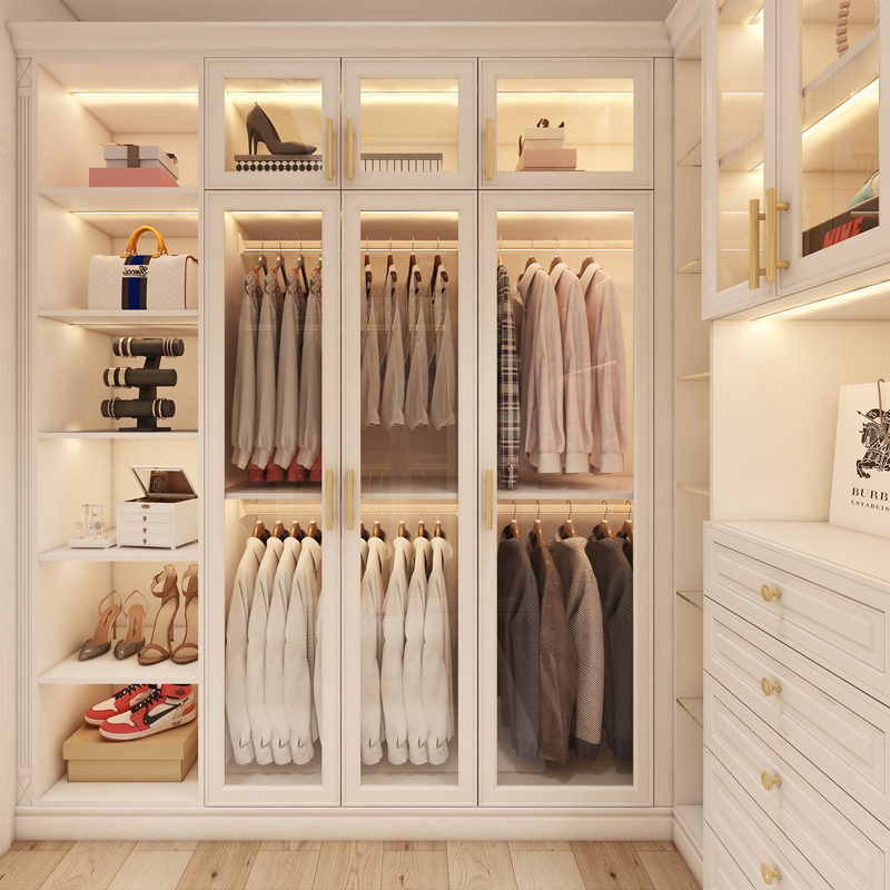 Factory Direct Supplier Durable Modern Design Closet Glass Door Wardrobe