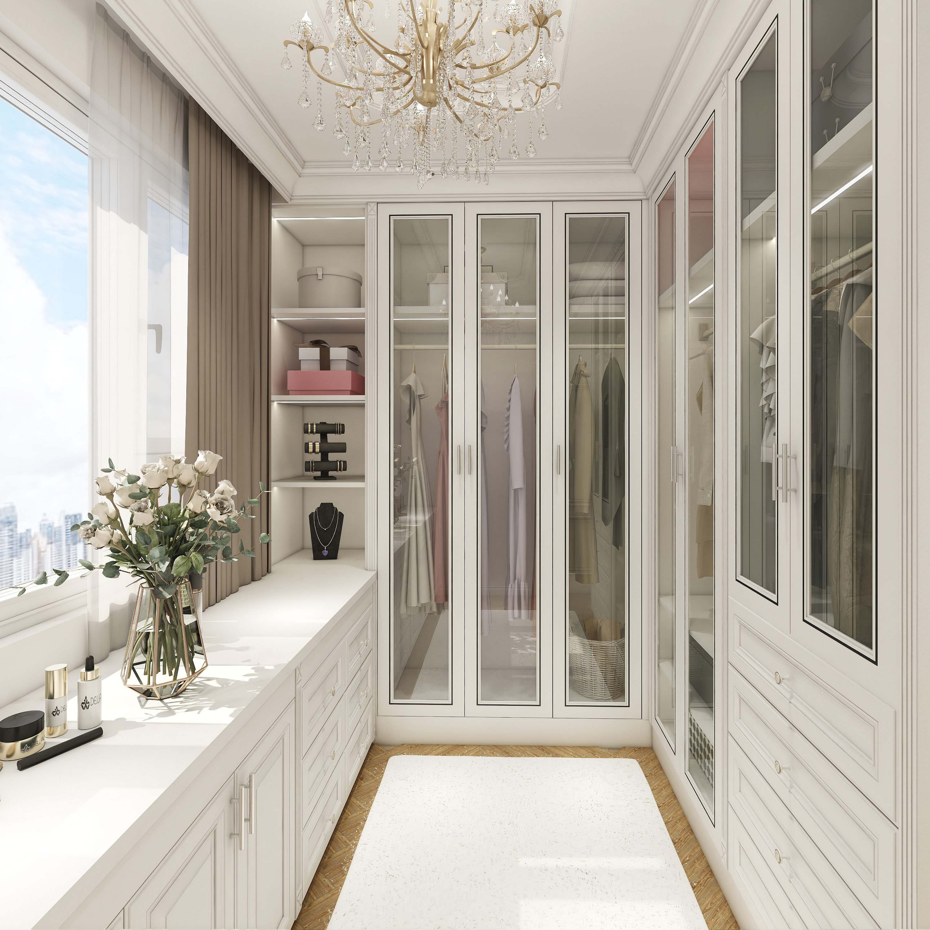 High Quality Modern High-End Solid Color Painted Wardrobe with Storage Function Practical MDF Door Material Furniture