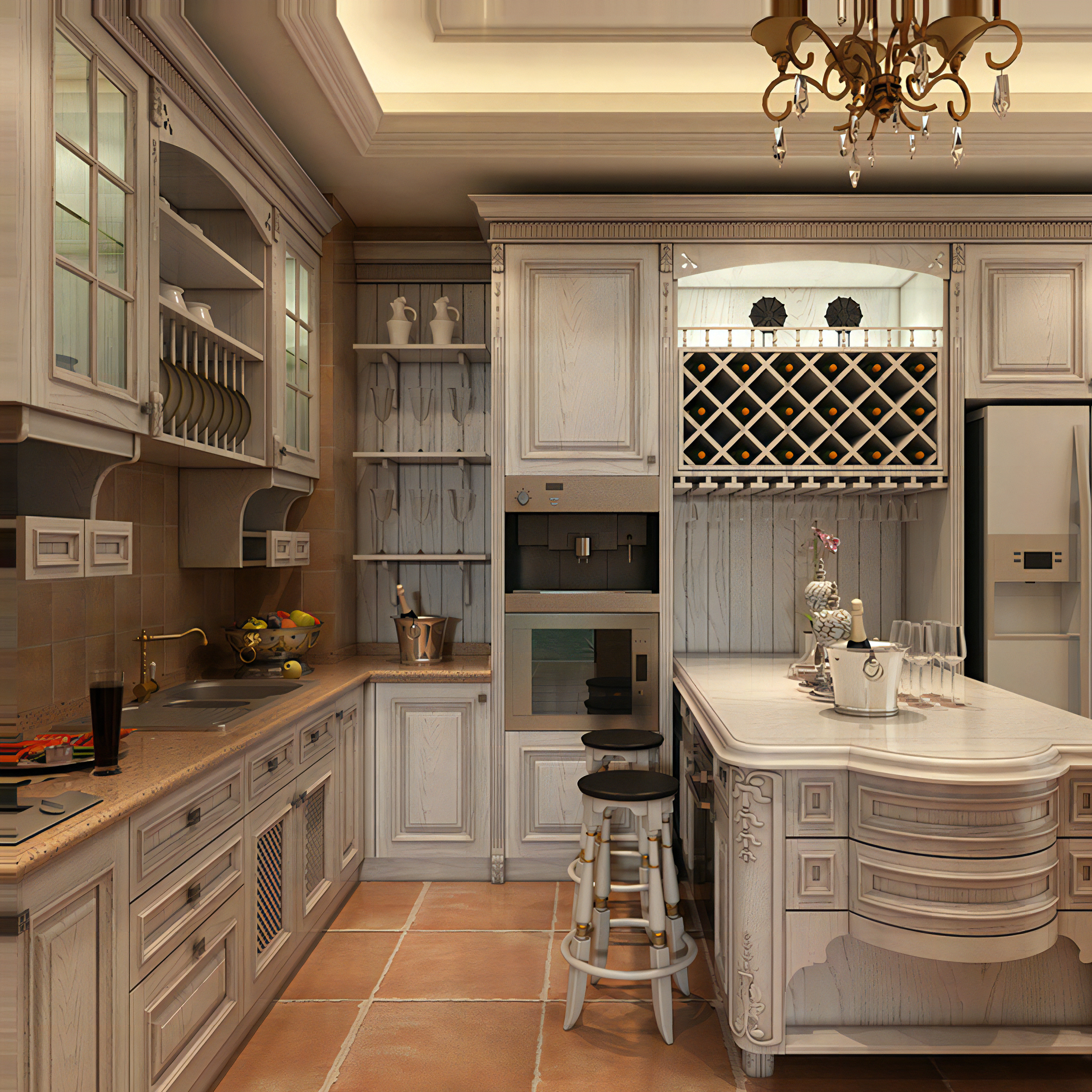 High Quality European Style Custom Classical Style Classic Luxury Solid Wood Kitchen Cabinet Design
