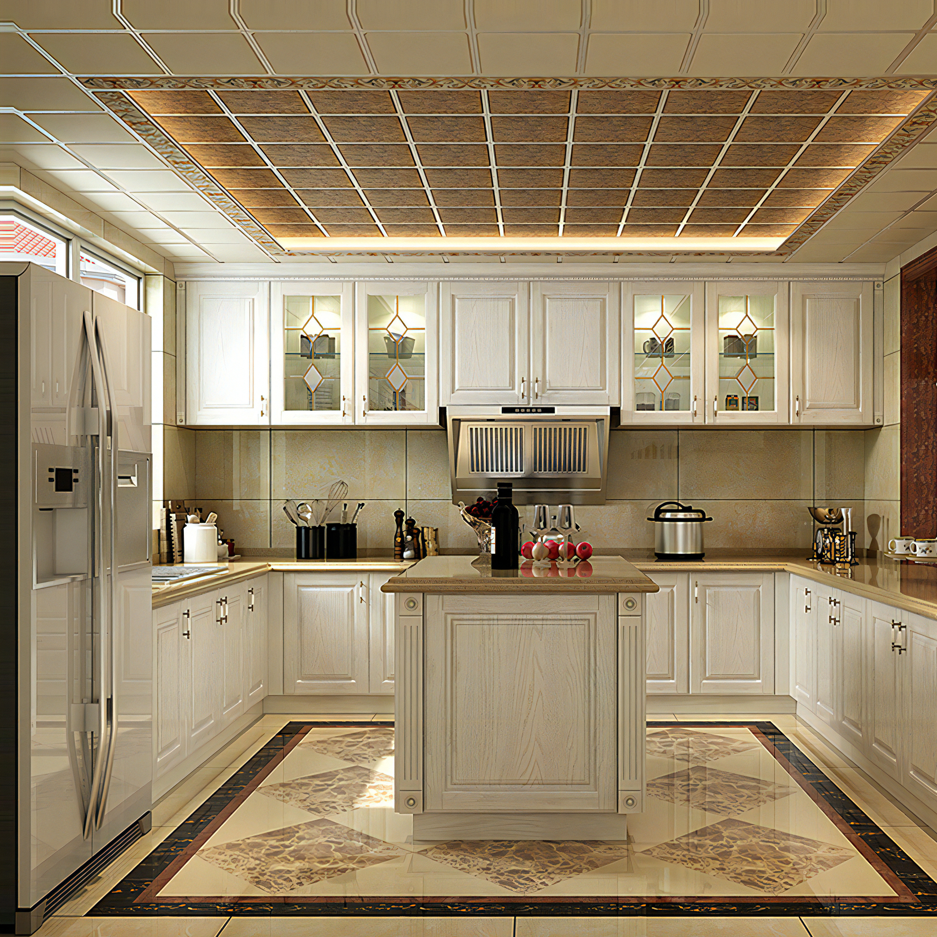 High Quality European Style Custom Classical Style Classic Luxury Solid Wood Kitchen Cabinet Design