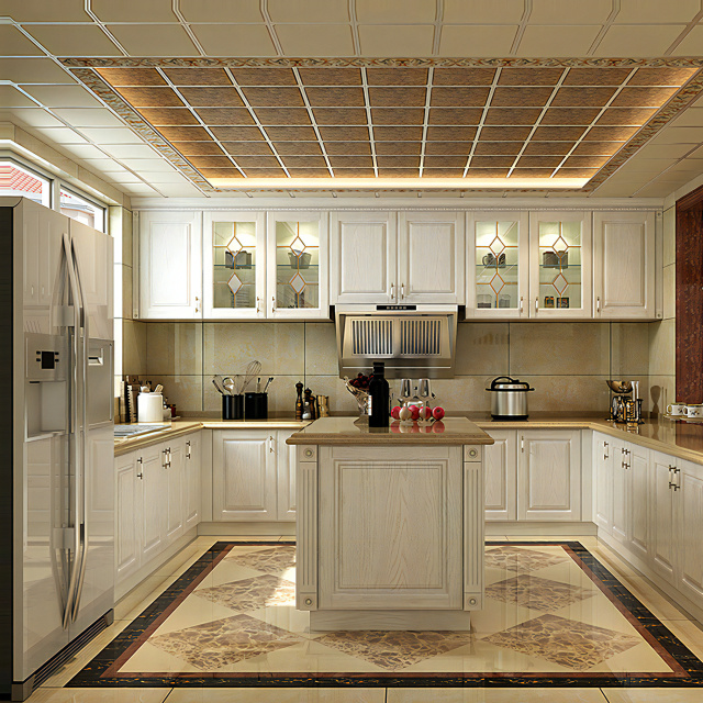 High Quality European Style Custom Classical Style Classic Luxury Solid Wood Kitchen Cabinet Design