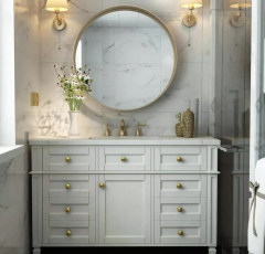 European Style Bathroom Sink and Vanity Units Luxury White Bathroom Cabinet with Mirror Vanity Combo