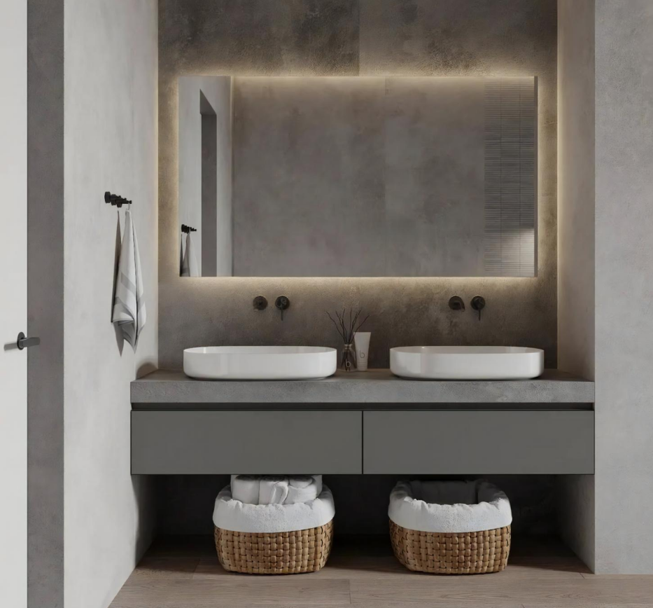 Modern Wall Mount Bathroom Vanity Hotel Solid Wood Washroom Storage Cabinet Set Marble Floating Vanity
