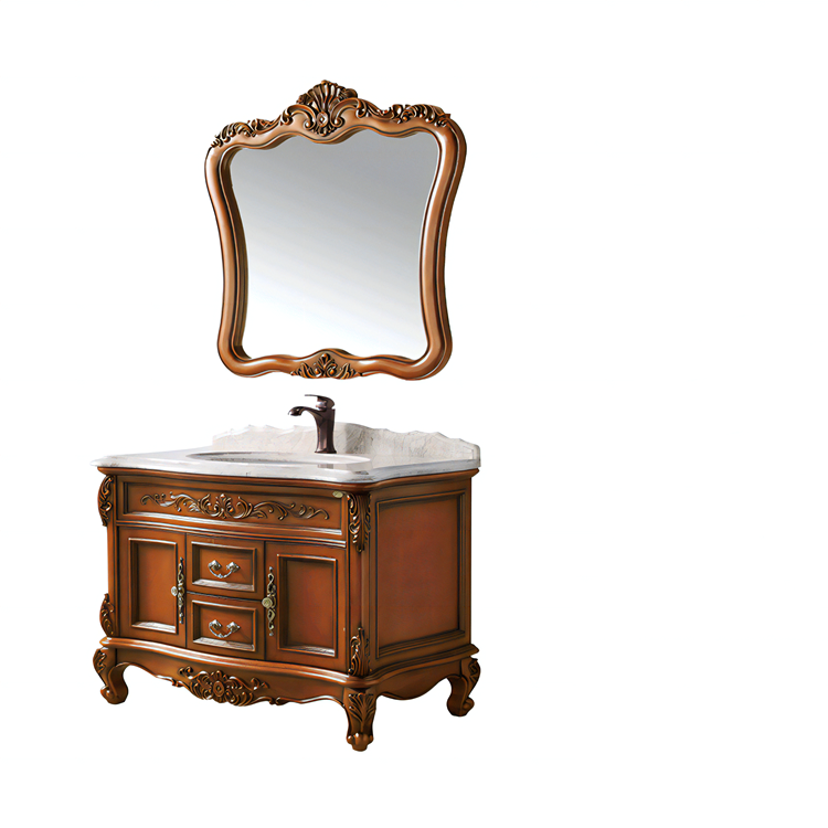 American Style Bathroom Cabinet Floor Standing Solid Wood Small Bathroom Vanity Cabinet with Sink