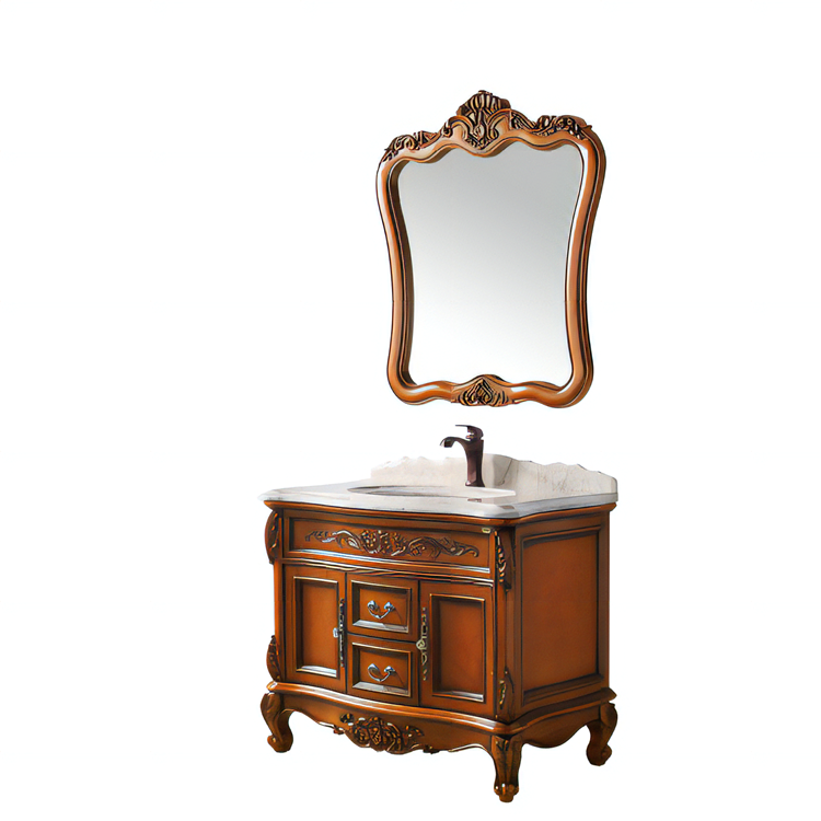 American Style Bathroom Cabinet Floor Standing Solid Wood Small Bathroom Vanity Cabinet with Sink