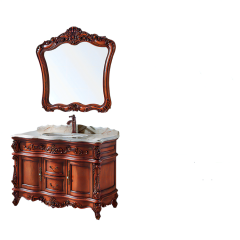 Floor Standing Waterproof Wood Antique Bathroom Vanity Cabinet Solid Wood Bathroom Cabinet with Mirror