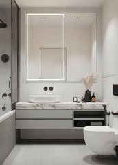 High-end Customized Luxury Mable Bathroom Vanity Set with Storage Cabinet Designs for Villa