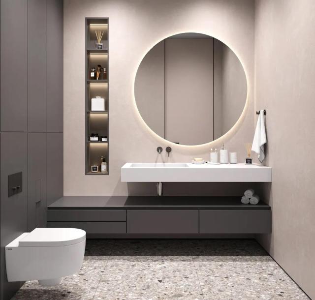 Modern Furniture Luxury Wall Mounted Floating Bathroom Vanity Mirror Cabinet Set with Sink