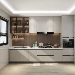 Modern Minimalistic Style Designs Small Complete Custom Home Furniture L Shaped Plywood Unit Cabinets Kitchen With Sink