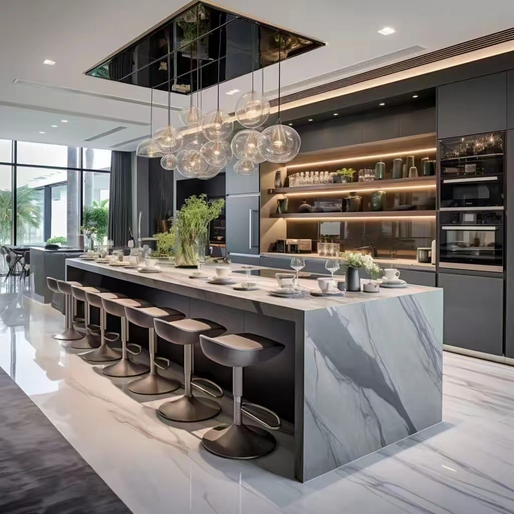 China Manufacturer Custom Cabinet Kitchen Modern Furniture Design Wood Veneer Kitchen Cabinets