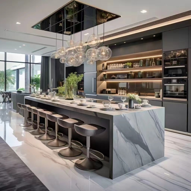 China Manufacturer Custom Cabinet Kitchen Modern Furniture Design Wood Veneer Kitchen Cabinets