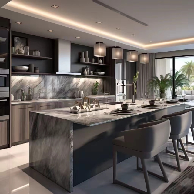 Customized Modern Furniture Kitchen Storage Cabinet with Lifting System Pull Down Basket & Organizers
