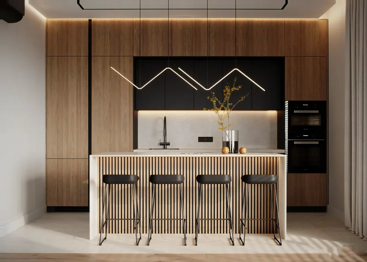 Modern Luxury Kitchen Cabinet Treatments MDF Adjustable Household Furniture Apartments