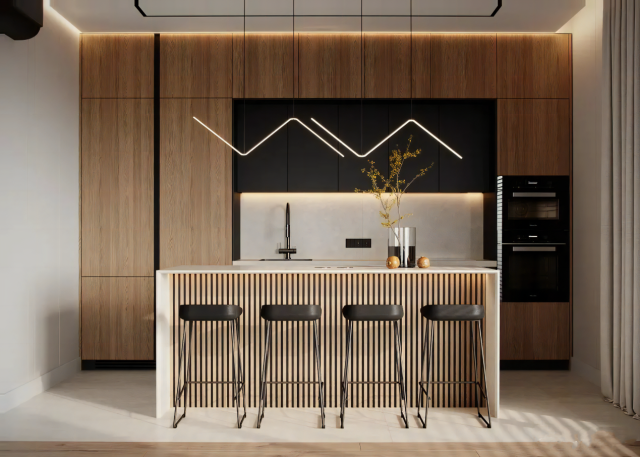 Modern Luxury Kitchen Cabinet Treatments MDF Adjustable Household Furniture Apartments