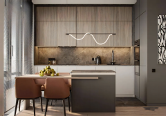 Luxury Apartment Kitchen Cabinets Modern Wood Wall-Mounted Kitchen Cupboards Black Kitchen Cabinets and Custom Island