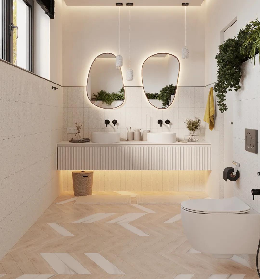 Custom Modern Luxury Cabinet Suspension Bathroom Vanity With Smart Led Mirror