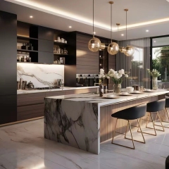 Customized Modern Furniture Kitchen Storage Cabinet with Lifting System Pull Down Basket & Organizers