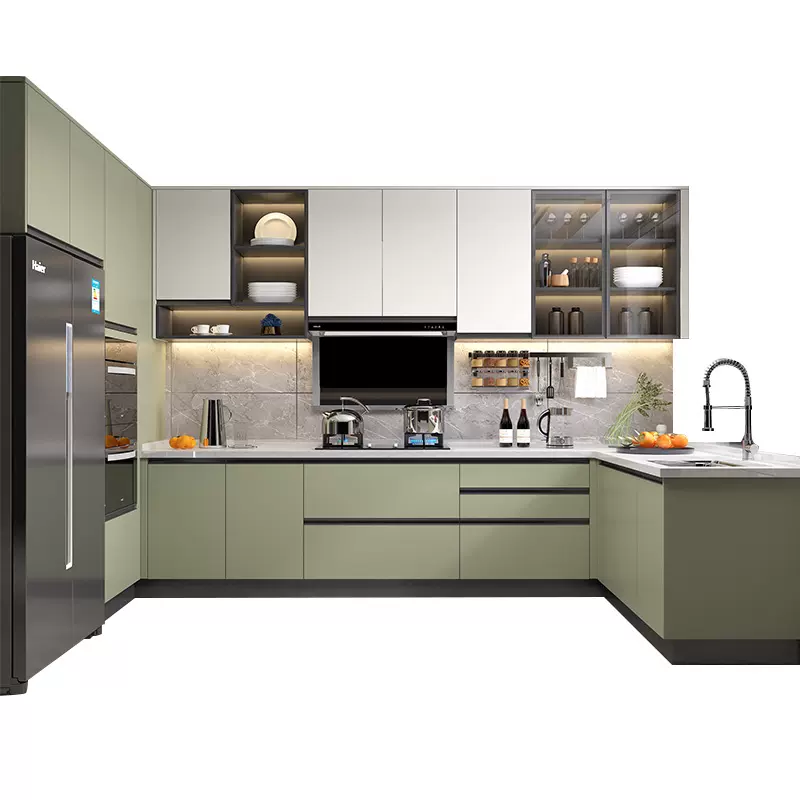 Fresh Style Modern Designs Factory Price Complete Kitchen Cupboards Furniture Set Modern Custom Chipboard Kitchen Cabinets