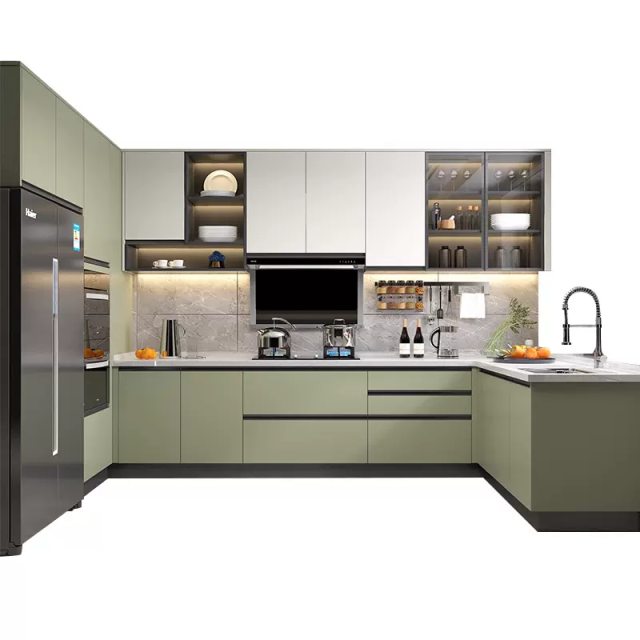 Fresh Style Modern Designs Factory Price Complete Kitchen Cupboards Furniture Set Modern Custom Chipboard Kitchen Cabinets