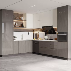 Latest Standard Modern Style Apartment Laminate MDF Kitchen Cabinet Refrigerator Panel