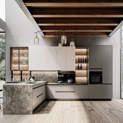 Luxury Corner Glass Kitchen Display Cabinets Ready to Assemble Modern Storge Lacquer Cabinets Kitchen