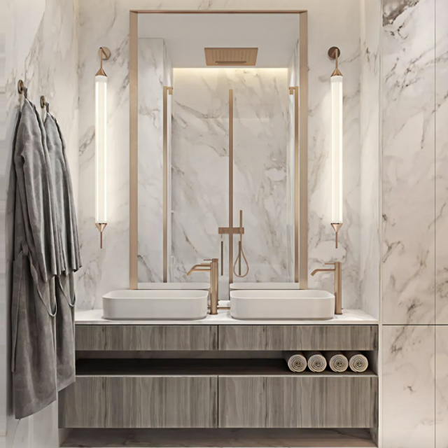 Modern Classic Wall-Hung Bathroom Vanity Cabinet Rectangle Grille Solid Wood MDF Case Chinese Rectangle Basin Cabinet Hotels