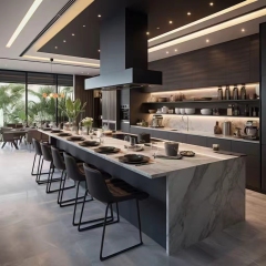 Professional One-Stop Multiple Design Modern Dark Colors Modular Kitchen Furniture Solid Wood Kitchen Cabinet Sets