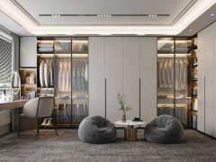 2026 Hot Selling L Shape Customized Bedroom Glass Wood Closet With Dressing Table