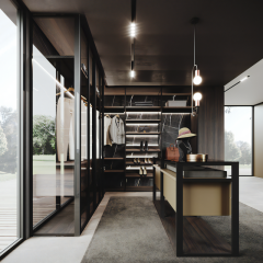 Hotel Wardrobe Wooden Luxury Bedroom Furniture Closet Black Lacquer Cabinets