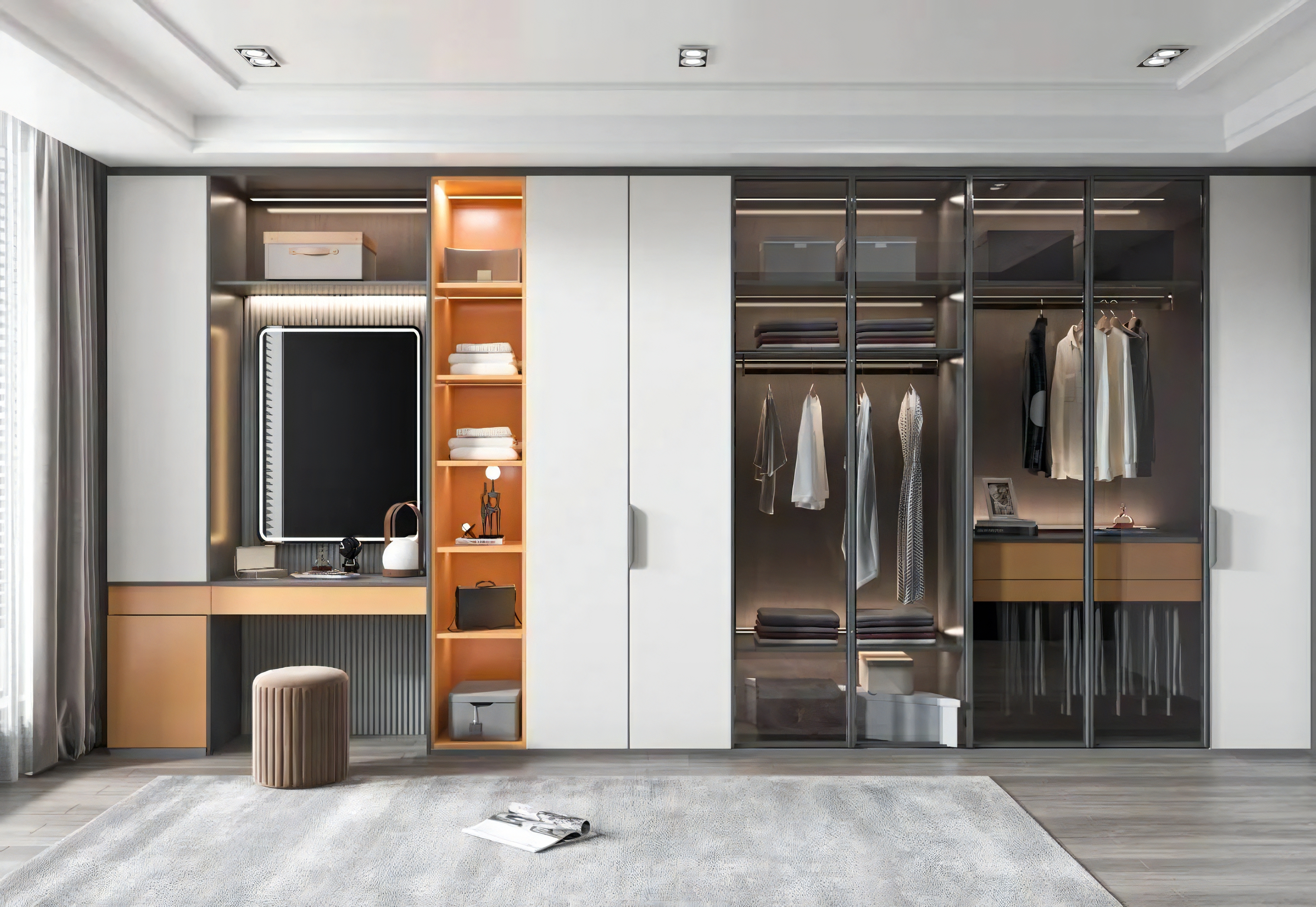 Hotel Wardrobe Wooden Luxury Bedroom Furniture Closet Black Lacquer Cabinets