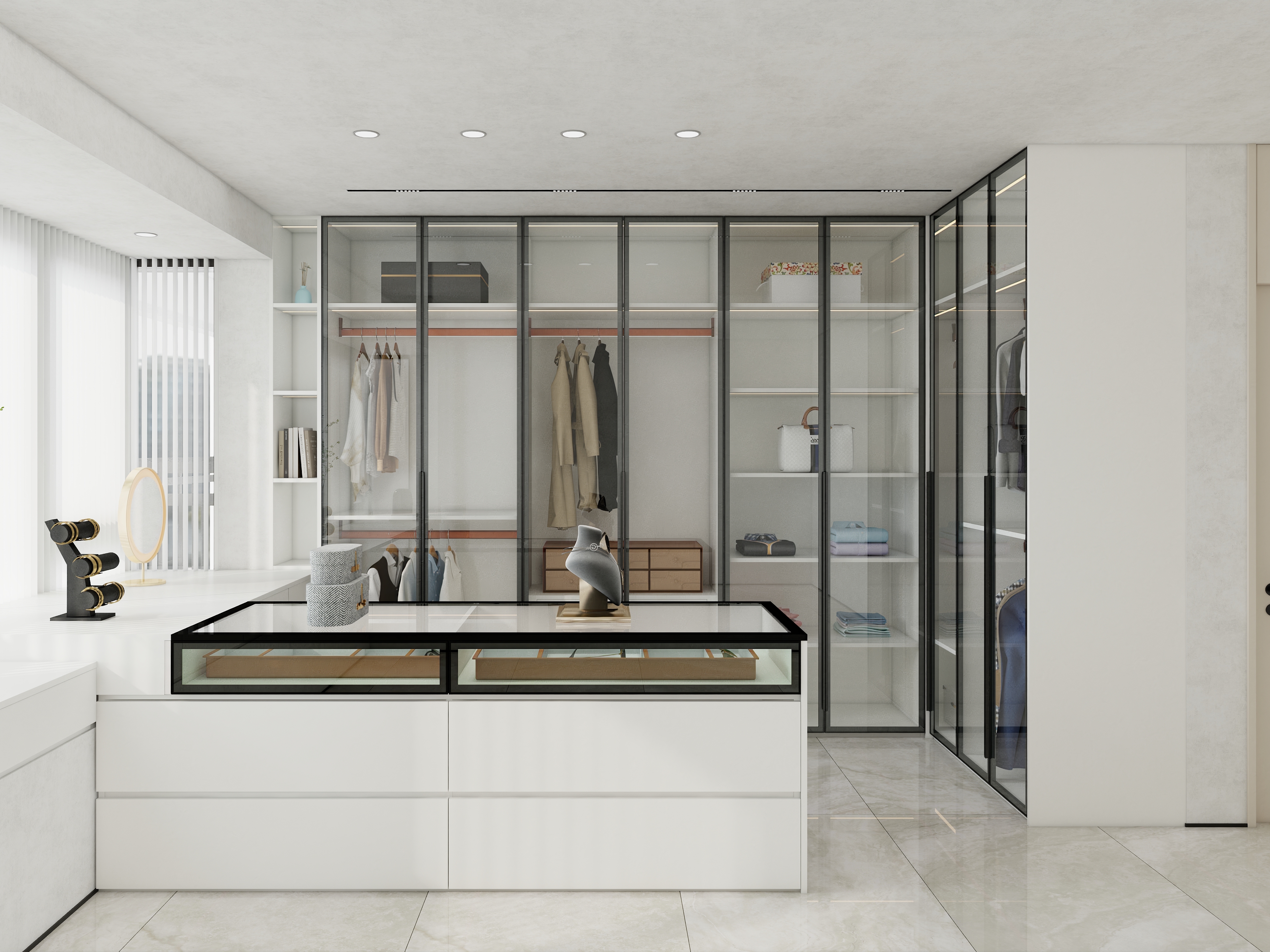 Customized Multi-Functional Solid Wood Built-in Jewelry Box Closet with Glass Door