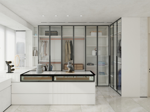Customized Multi-Functional Solid Wood Built-in Jewelry Box Closet with Glass Door