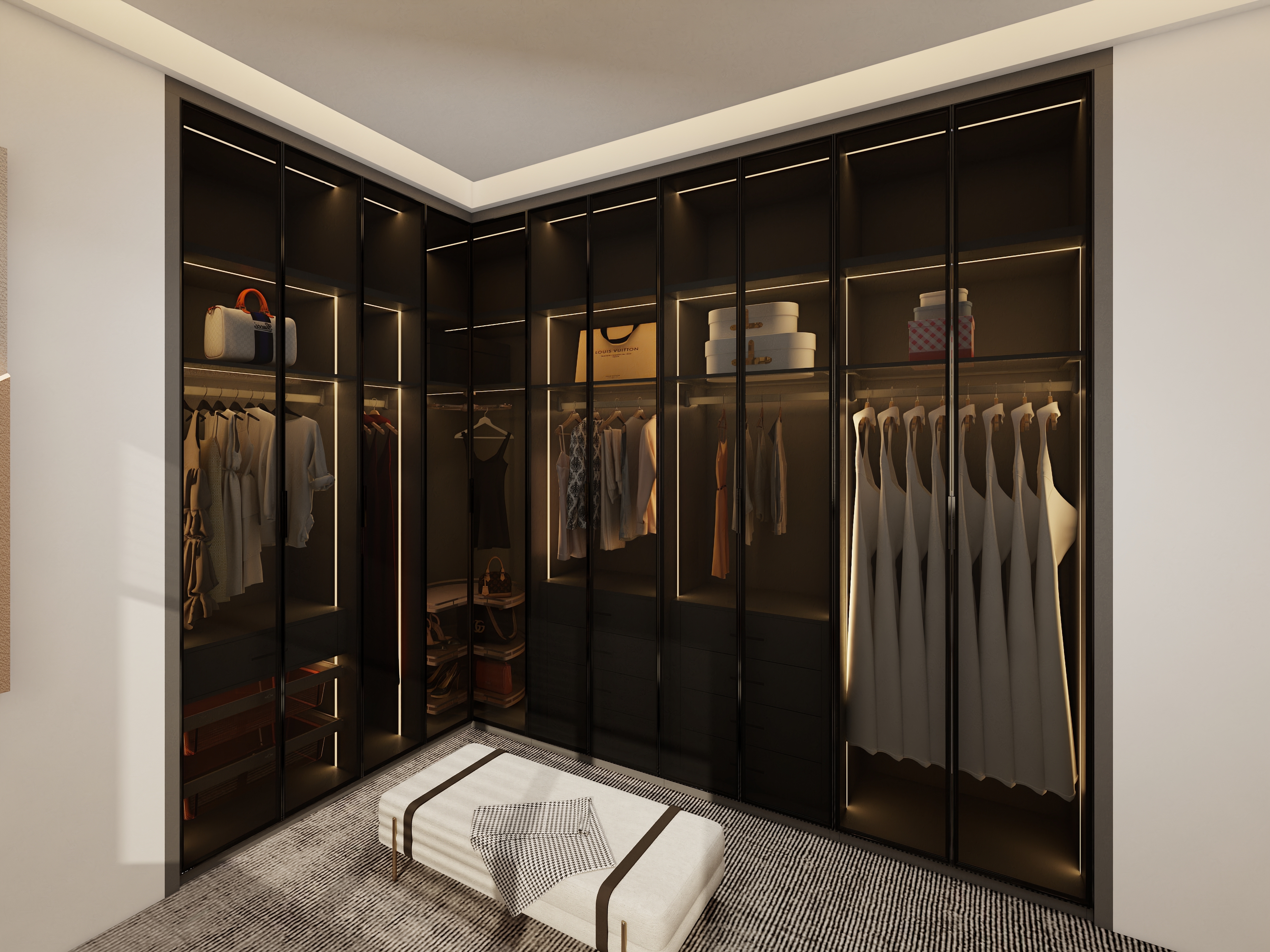 Deep Color Luxury European Solid Wood Composite Paint Craft Bedroom Furniture Bedroom Wardrobe With Special Hardware