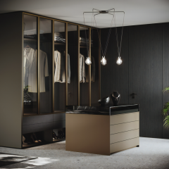 Factory Direct Supplier Durable Modern Design Closet Solid Wood Glass Door Wardrobe