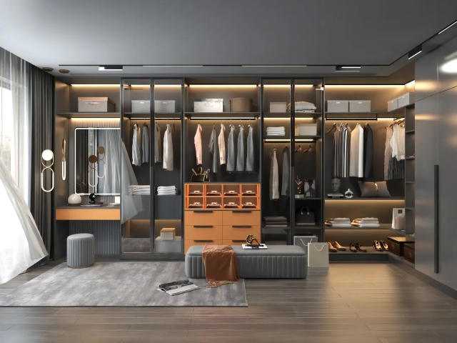 Hotel Wardrobe Wooden Luxury Bedroom Furniture Closet Black Lacquer Cabinets