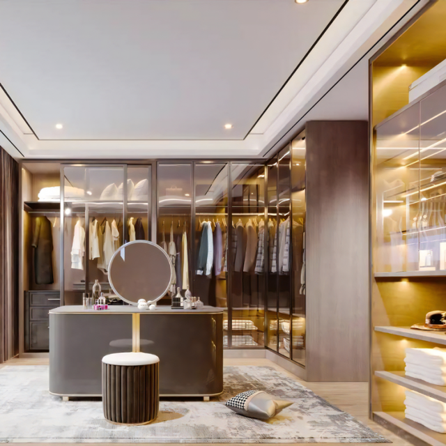 High End Modular Custom Wooden Design Solid Wood Plywood Wardrobes Modern Bedroom Closet Wardrobe