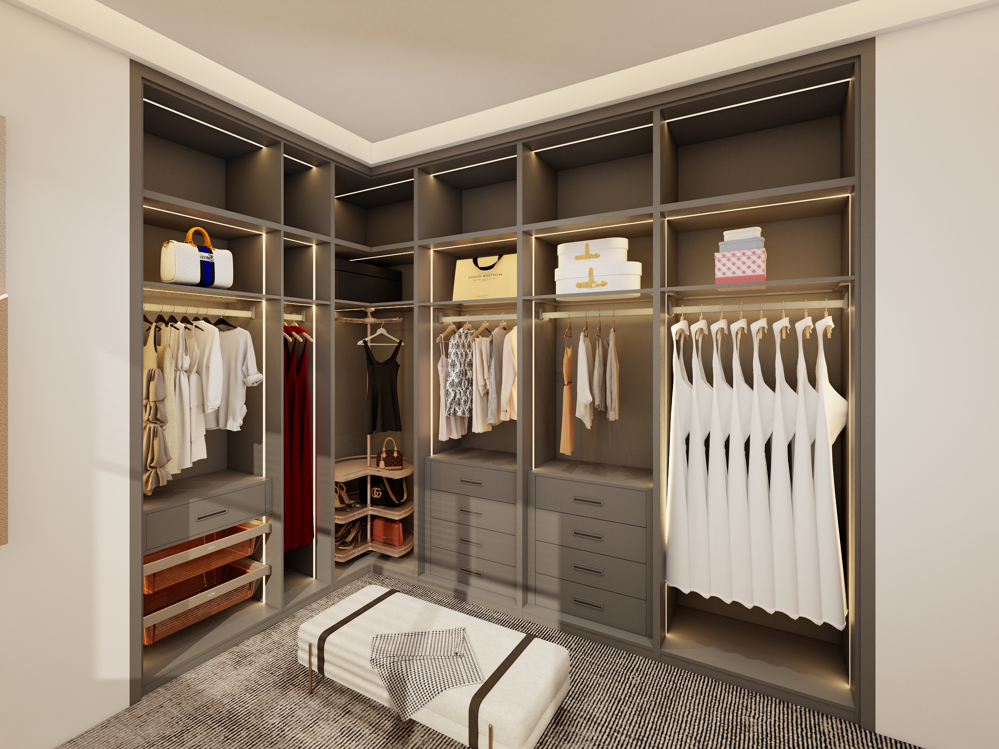 Opening Style Luxury Customizable Bedroom Furniture Modern Wardrobe Durable Solid Wood Multiple Storage Options for Bedroom Living Room