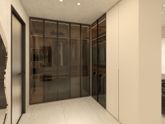 Modern European Plywood Solid Wood Open Closet Wardrobe System for Bedroom or Villa Use Stylish Contemporary Furniture