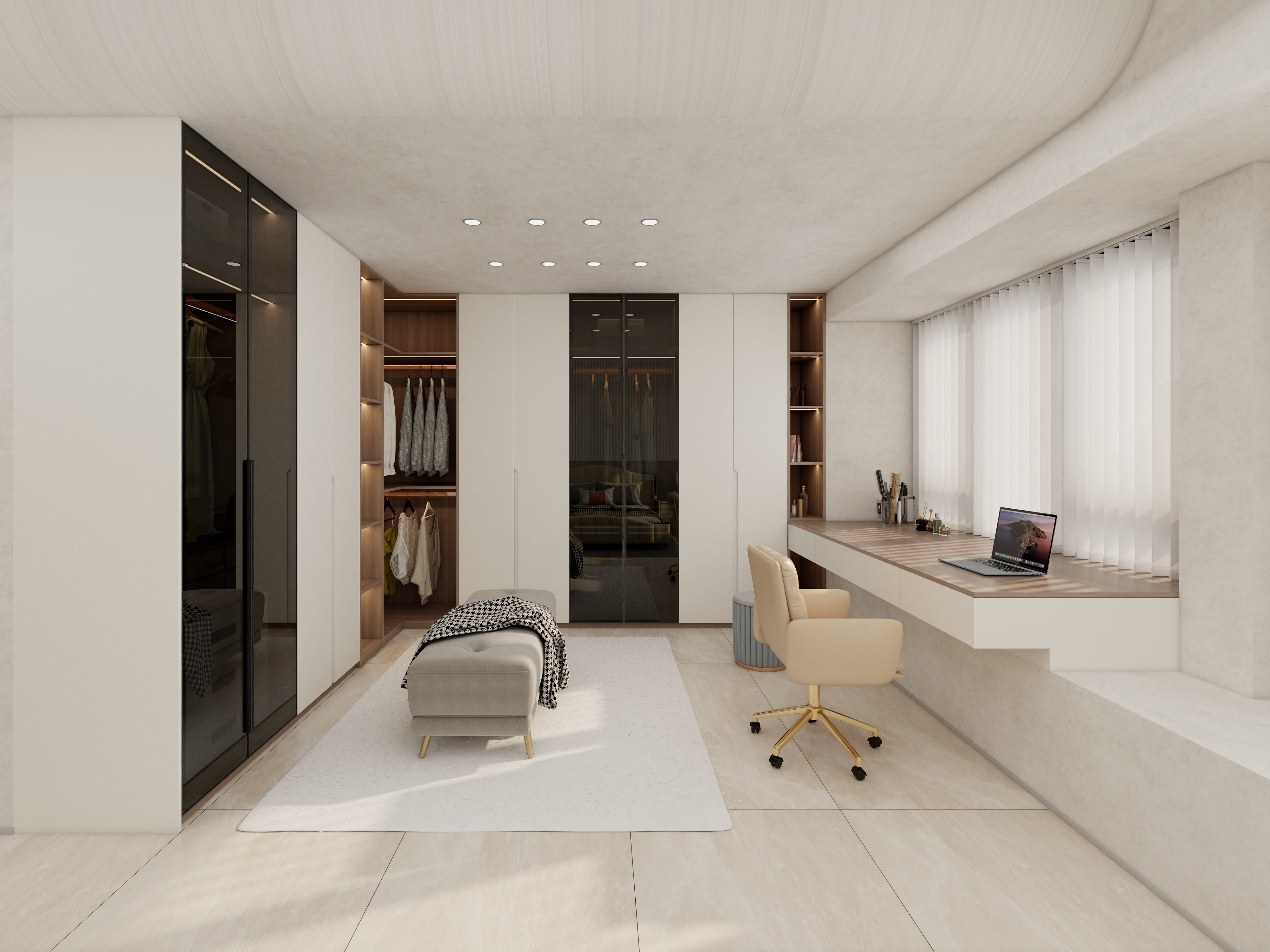 Modern New Design Customized Clothes Storage Solid Wooden Glass Door Wardrobe 2025