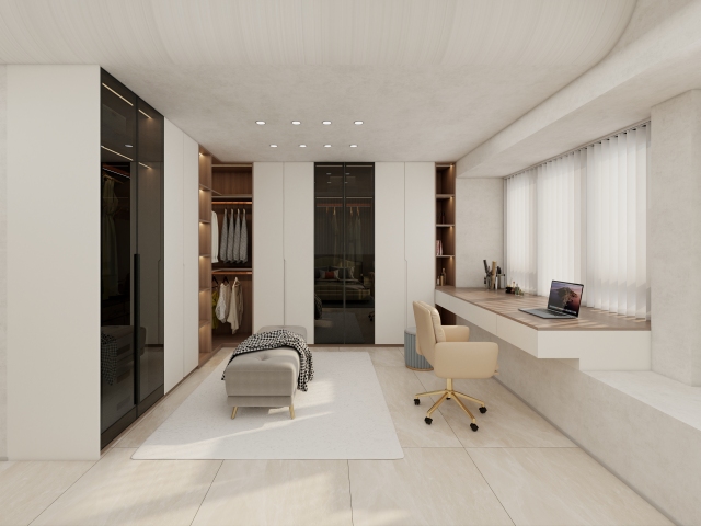 Modern New Design Customized Clothes Storage Solid Wooden Glass Door Wardrobe 2025