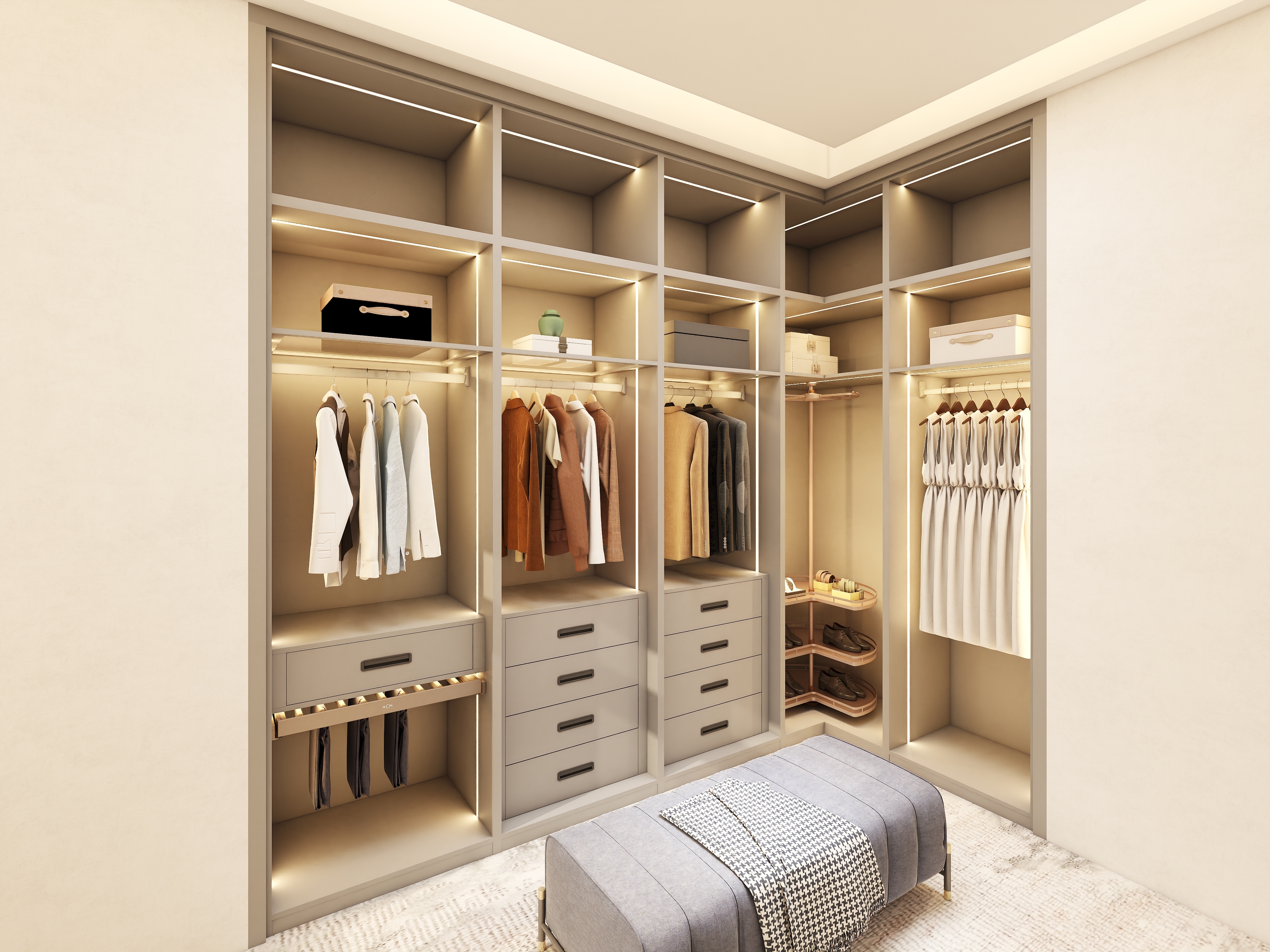 Wardrobe Glass Door Frame L Shape Corner Wardrobe Hardware Rack for Pants