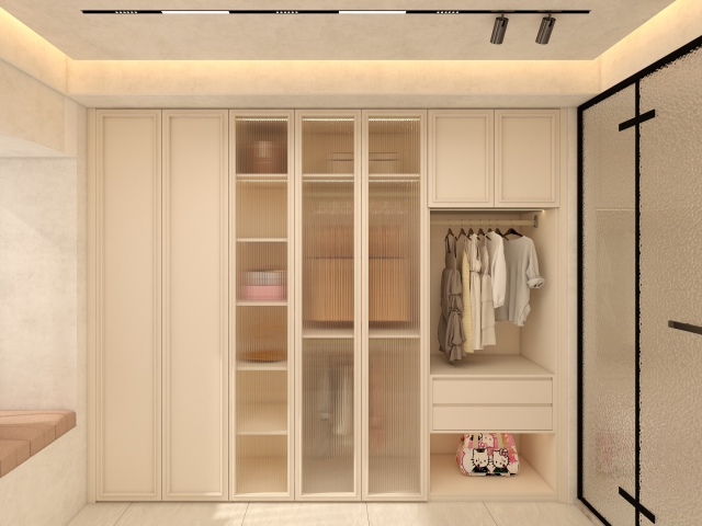Warm Small Room Exquisite Details Durable Plywood Composite Wardrobe Large Capacity Minimalist Wardrobe